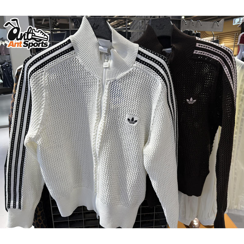 Adidas Adidas Trefoil Mesh Hollow High-Neck Knit Sweater Women's Kc6496 Ke0202 Adidas Adidas Trefoil Mesh Hollow High-Neck Knit Sweater Women's Kc6496 Ke0202
