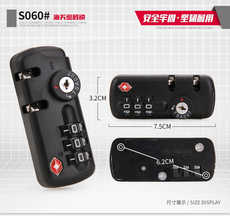 Khóa hành lý khóa mật khẩu phụ kiện tsa002 khóa hải quan khóa hành lý phụ kiện xe đẩy trường hợp vali khóa phổ - Phụ kiện hành lý bánh xe vali