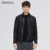 ZIOZIA Autumn New Slim Fashion Casual Áo khoác da đen Hàn Quốc hợp thời trang của nam giới JZZ3LJ1502 - Quần áo lông thú Quần áo lông thú