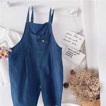Xiaojies childrens Korean version of personality denim pants baby spring clothes new boys and girls foreign style wide legs jumpsuit