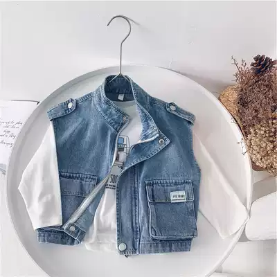 Xiao Jiejia 2020 new children's vest loose boy work wear denim vest spring and autumn small children tide