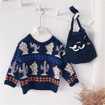 Xiaojiejia 2019 autumn and winter new boys cactus thickened sweater childrens top baby pullover sweater