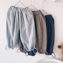 Xiaojies childrens sports pants boys spring clothes pants new boys tie pants casual Tide pants handsome childrens clothing