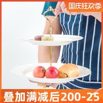 European ceramic bone china pastry rack afternoon tea dessert plate dried fruit fruit fruit flat tray double cake plate