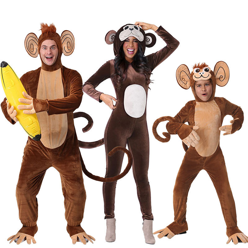 Halloween Stage Party Gathering Movie Performance Show Adult Men and Women Animal Naughty Monkey Costume