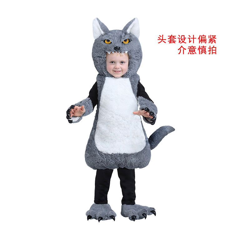 Halloween children's kindergarten stage performance performance toddler mini cute baby big bad wolf gray wolf costume