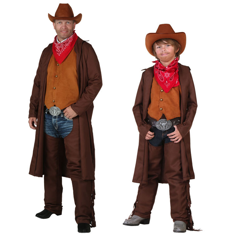 Cosplay Halloween Children's Day Stage Performance Costumes Adult and Children American Western Cowboy Costumes Parent-Child Outfits