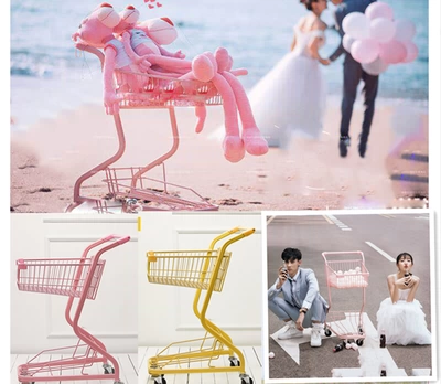 Реквизит для фотографии, детская корзина для покупок, двухэтажная розовая тележка