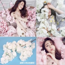 Photo studio simulation cherry blossom photography props pink white cherry blossom branches wedding living room decoration plastic flower silk flower