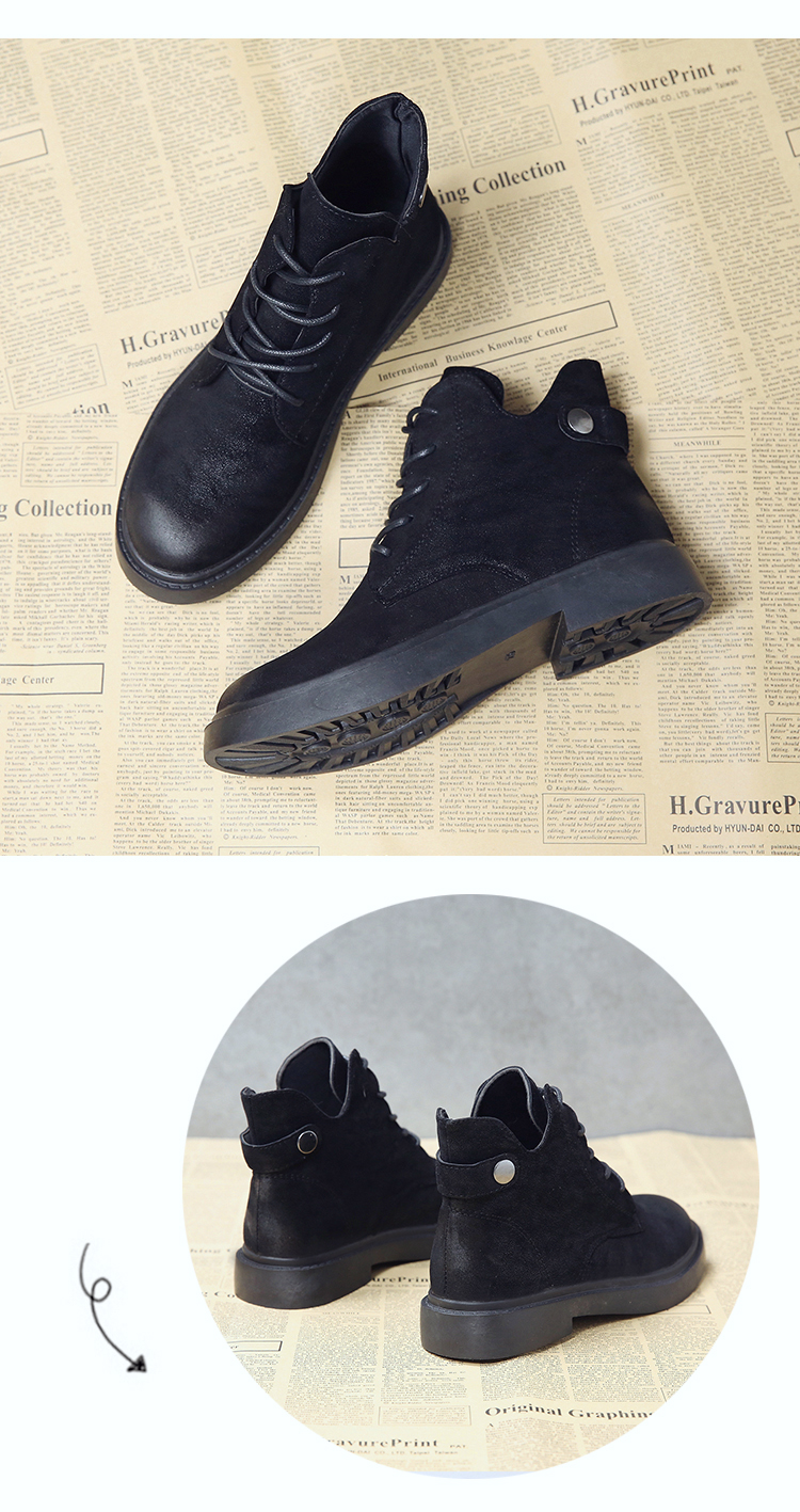 Booties nữ mùa thu đông 2018 phiên bản Hàn Quốc mới của gió Anh hoang dã với Martin boot nữ ngắn bốt đơn giày boot nữ cổ cao đế bằng