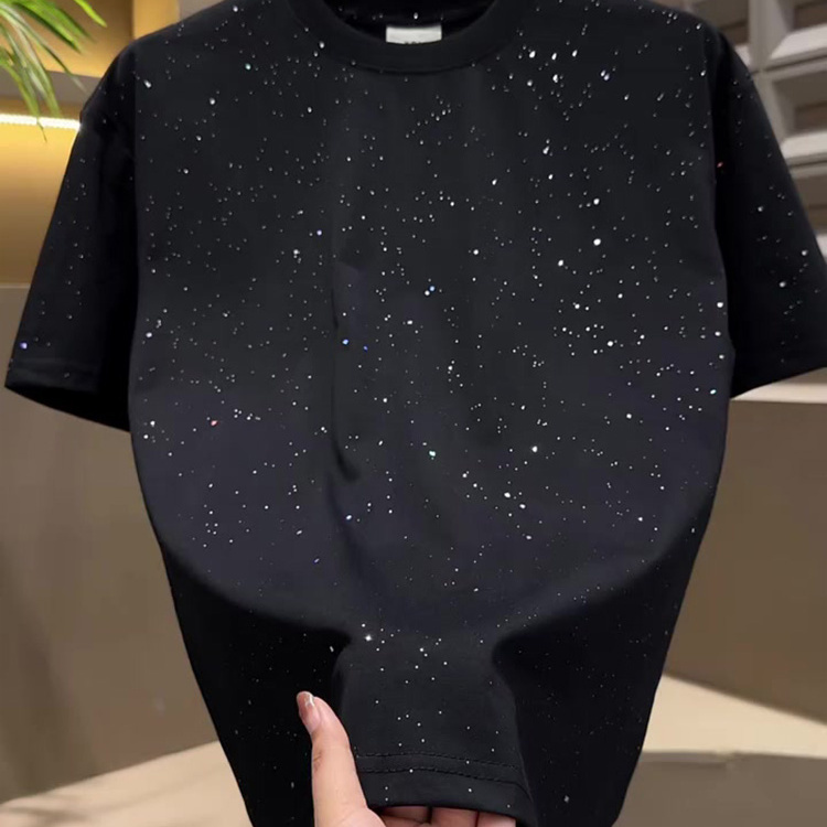 2026 Summer New Men's Starry Sequin Short-Sleeve T-Shirt European Fashion Trend ins Versatile Casual Top 2026 Summer New Men's Starry Sequin Short-Sleeve T-Shirt European Fashion Trend ins Versatile Casual Top