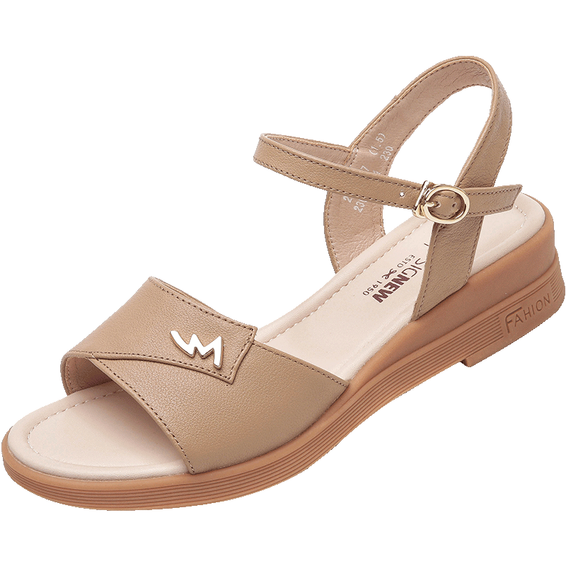 Comfortable summer sandals, genuine leather, soft sole, for middle age