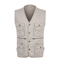 Mùa xuân và mùa hè trung niên áo vest nam cotton nam nhiều túi vest áo ba lỗ tanktop nam