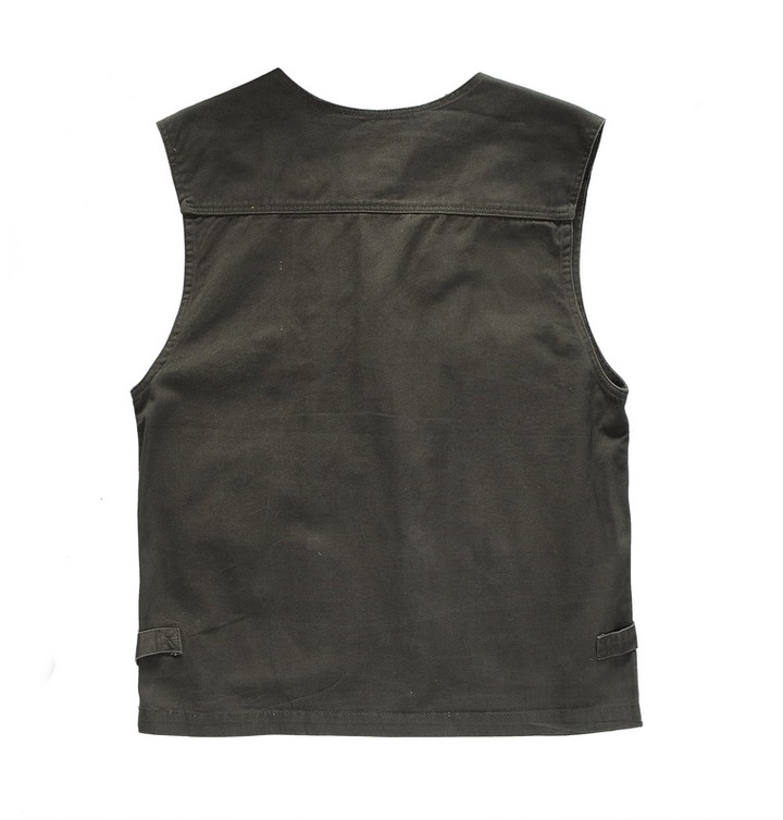 Trung niên nam nhiều túi mùa xuân và mùa thu vest cha tải phần cotton câu cá áo vest nhiếp ảnh du lịch áo ba lỗ trắng