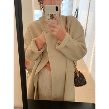 Mukok Double-Sided Wool Coat for Women 2025 New Autumn and Winter Classy Elegant Slim Mid-Length Woolen Coat