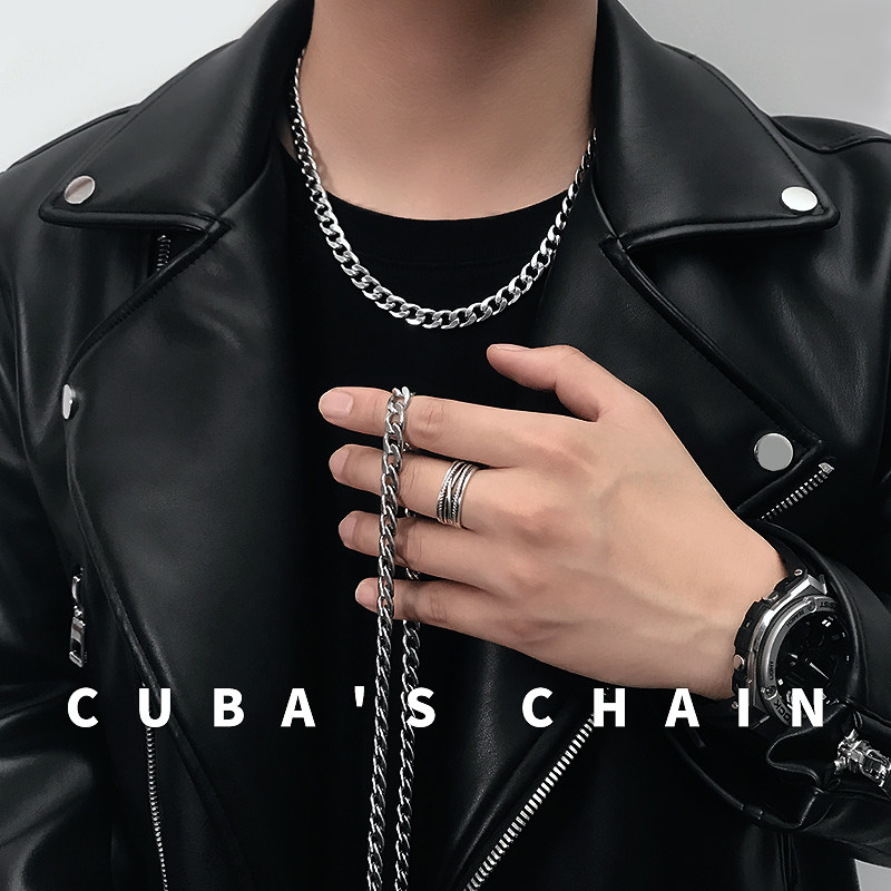 Cuba Necklace mens titanium steel chain hip-hop punk neckl
