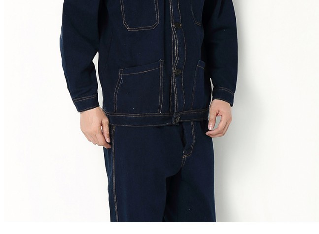 Mùa thu và mùa đông dày quần yếm denim thiết lập thợ hàn hàn quang bảo vệ quần áo nam dài tay tự động sửa chữa dụng cụ quần kaki