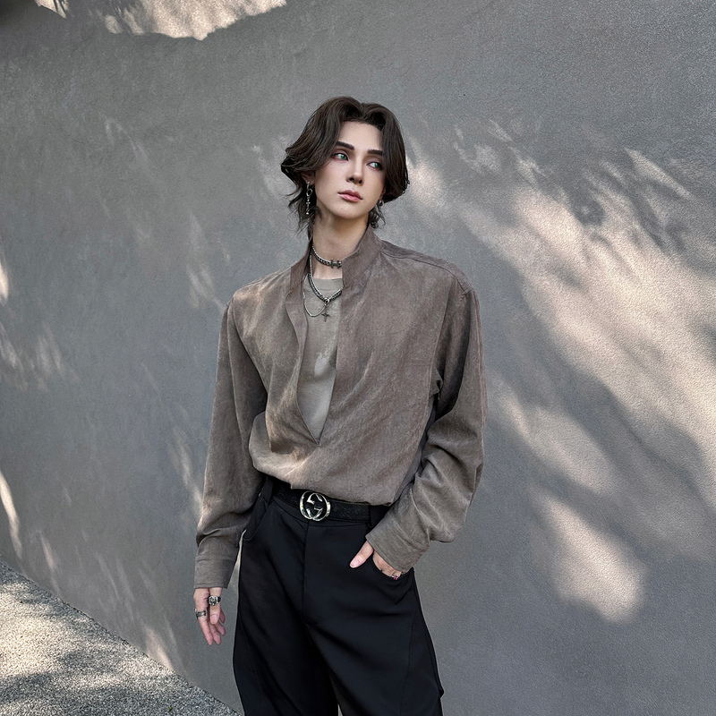Yang Yifan Trendy Long-Sleeve Shirt for Men, 2026 Spring New Design, Loose Casual Fashion Shirt for Autumn