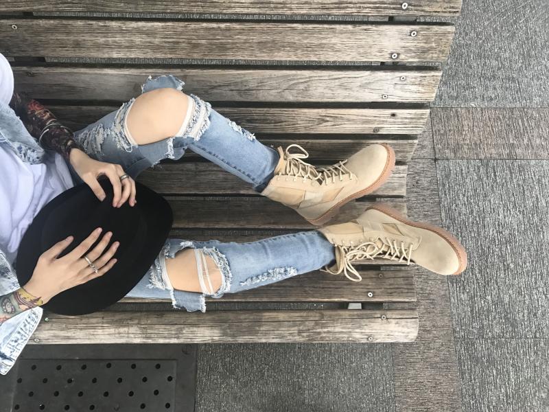 Yang Yifan Tide thương hiệu Châu Âu và Hoa Kỳ mẫu đôi giày cao cổ hoang dã thể thao và giải trí tăng hip hop Martin khởi động nam nữ giày bóng rổ