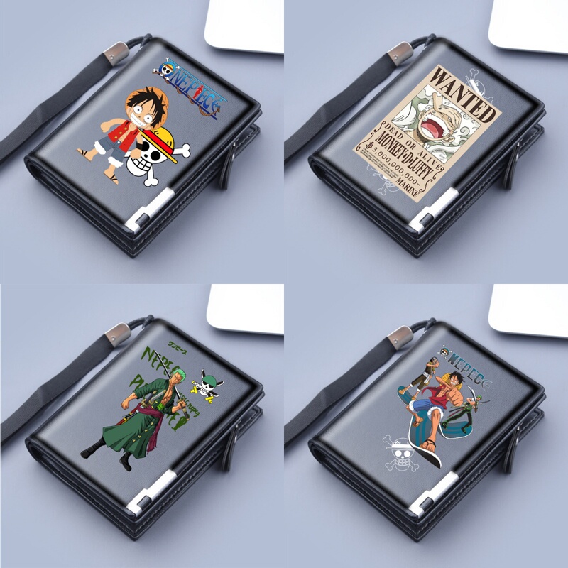 One Piece Nick Men's Short Wallet Zipper Leather Wallet Large Capacity 70% off Card Holder Men's Card Case
