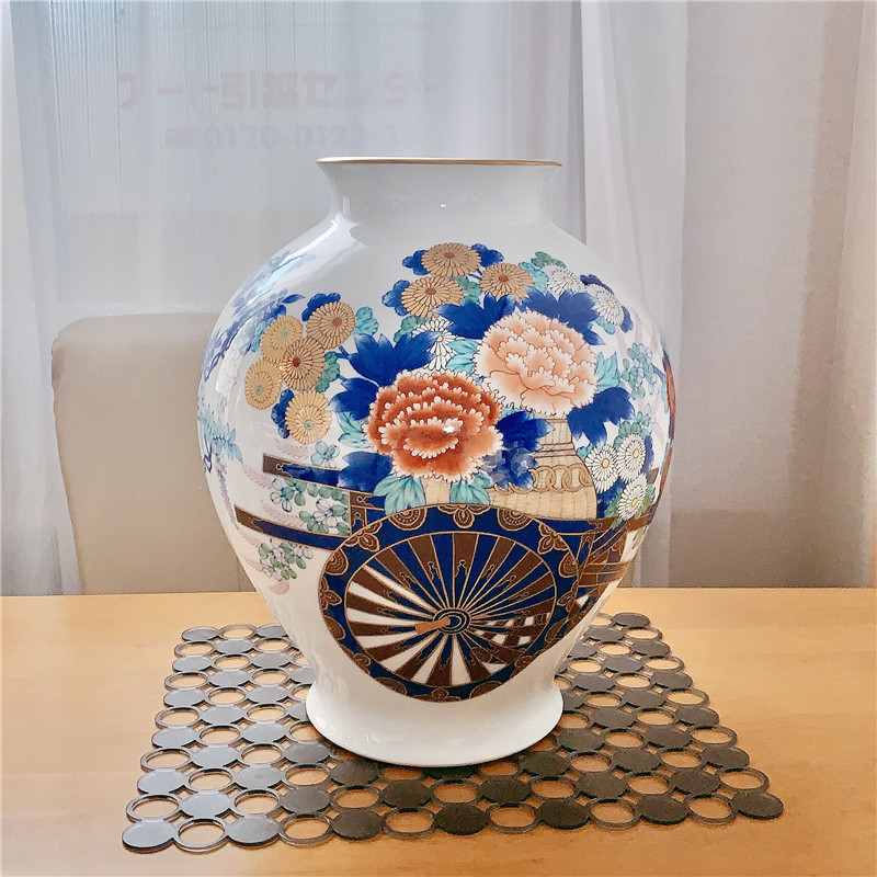 日本直郵香蘭社手繪磁藝工房花瓶染錦花車陶瓷居家裝飾擺件X937 - Taobao