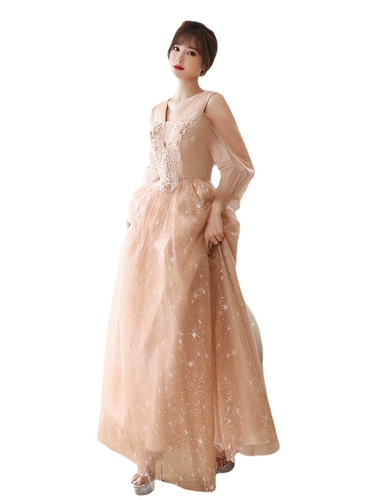 Розовое платье подружки невесты Sisterhood напрокат. Платье для хора для сольного выступления. Женское длинное платье. Прокат HE.