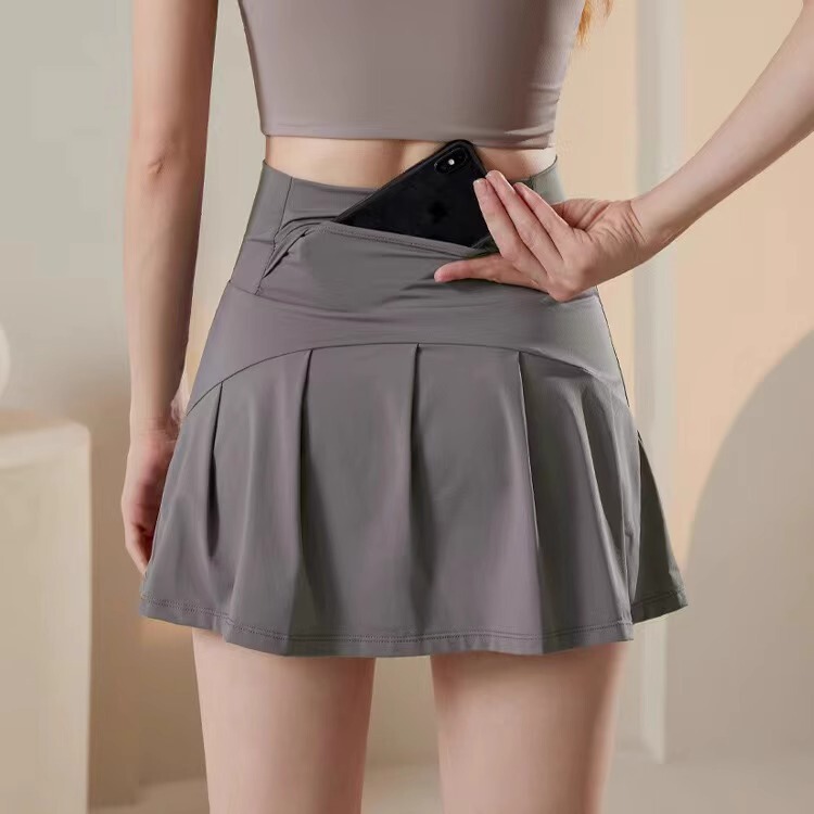 Summer Cool Pleated Anti-Exposure Lined Plus-Size Shorts Running Shorts for Plus-Size Women Yoga Fitness Tennis Sports Skirt