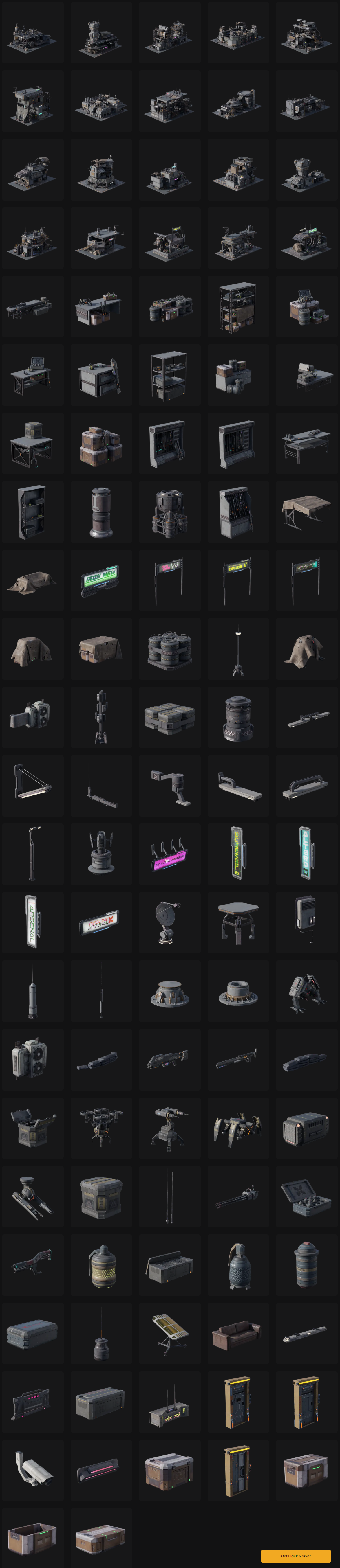 Blender赛博朋克黑市交易场景建筑3D模型资产 Kitbash3D – Black Market