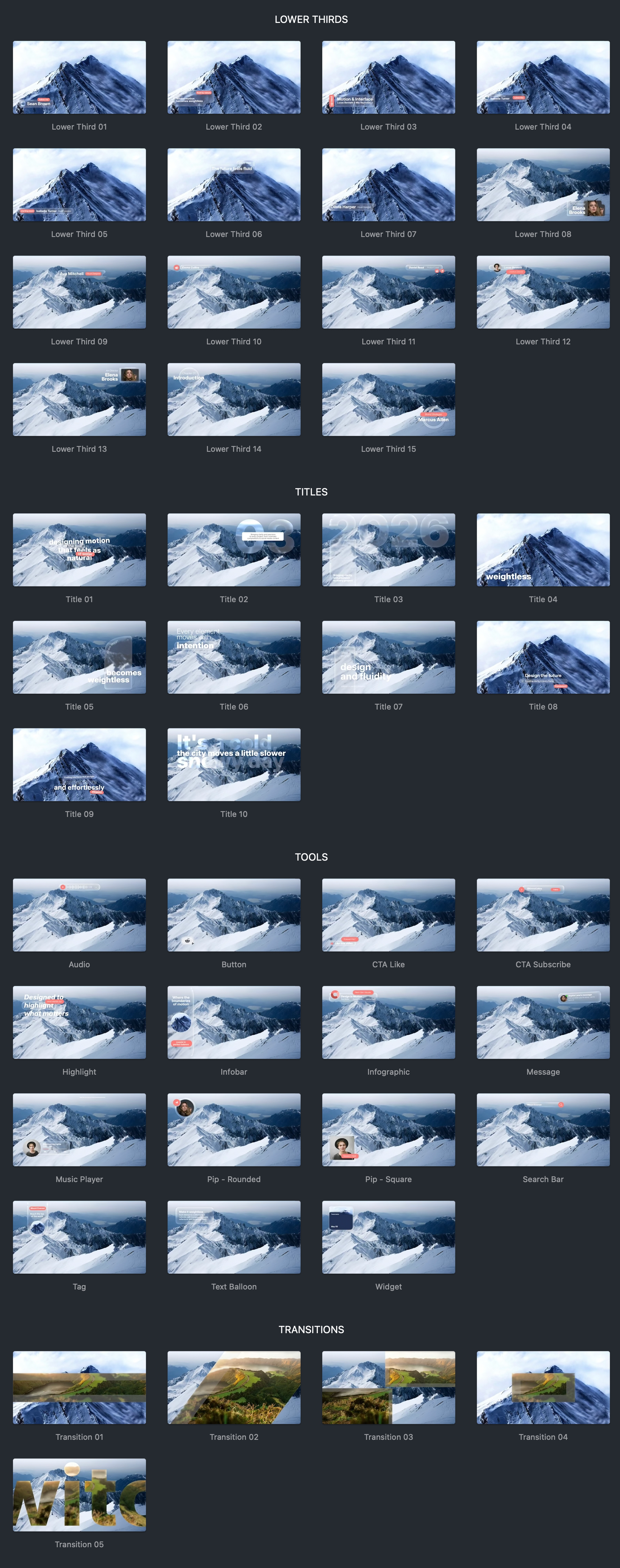 中英双语-FCPX插件|45个液态玻璃风格文字标题动态图形元素 Liquid Glass Vol.2