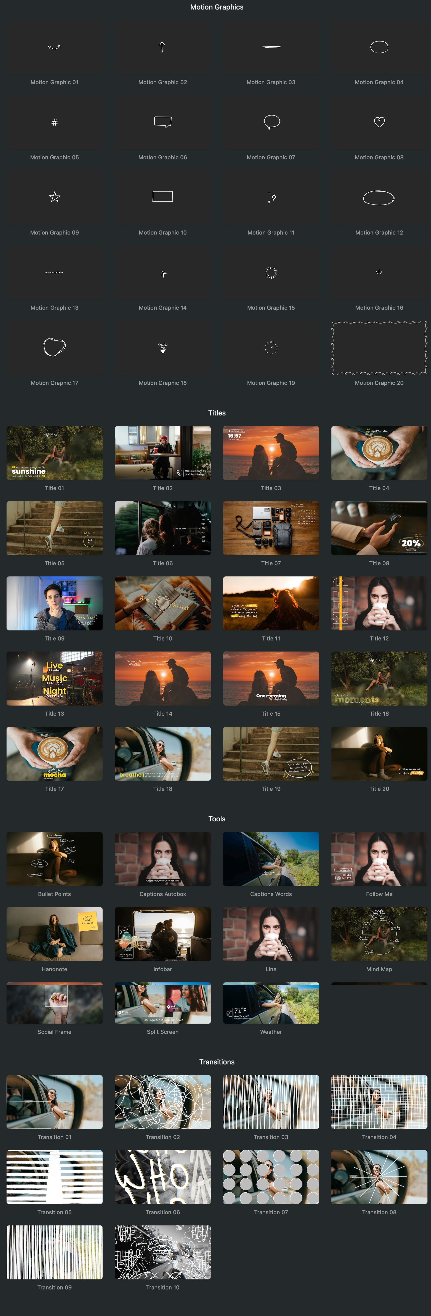 中英双语-FCPX插件|65组生活旅行Vlog手绘线条图形动画 Handwriting Effects