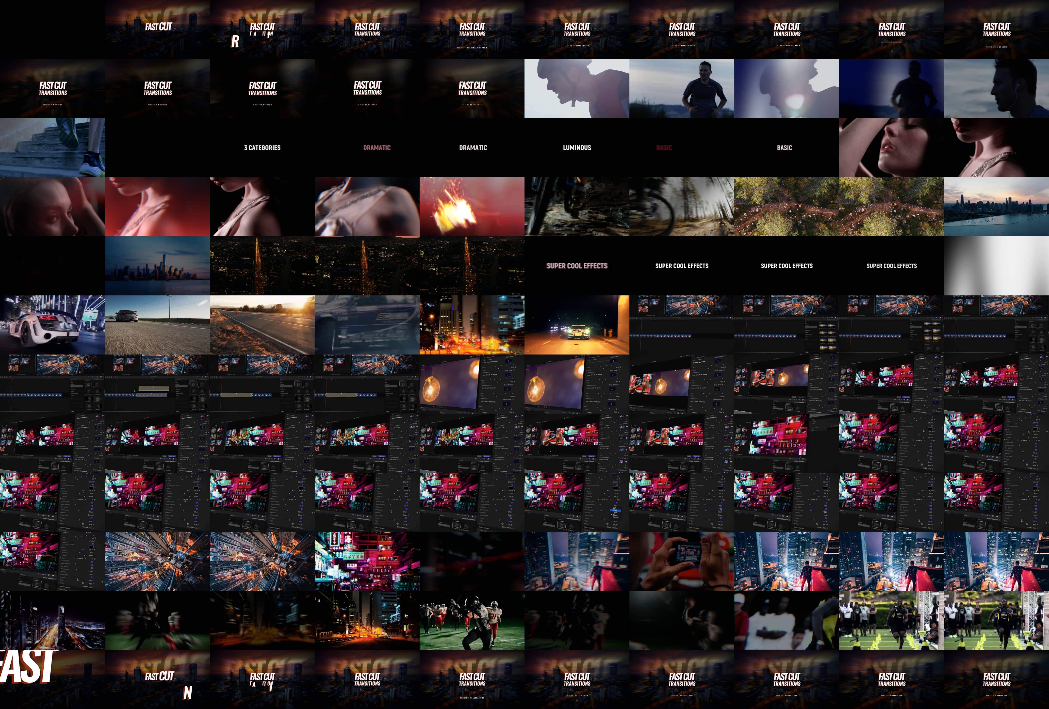 【中文汉化】FCPX插件-24种酷炫多画面快速切换闪烁堆叠转场过渡预设 Fast Cut TransitionsFCPX插件、中文版插件