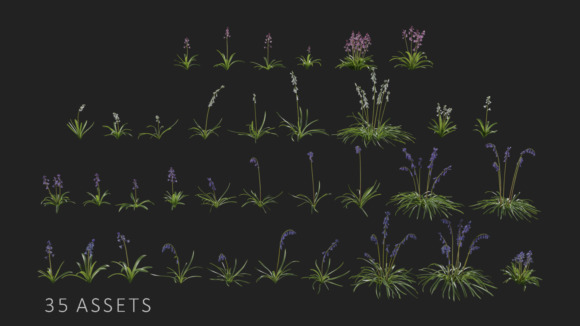 35种低多边形蓝铃花植物3D模型(Blend/FBX/OBJ格式) Bluebell Pack vol05 Low-poly 3D model bluebell-pack-vol05-3d-model-low-poly-obj-blend (5.jpg