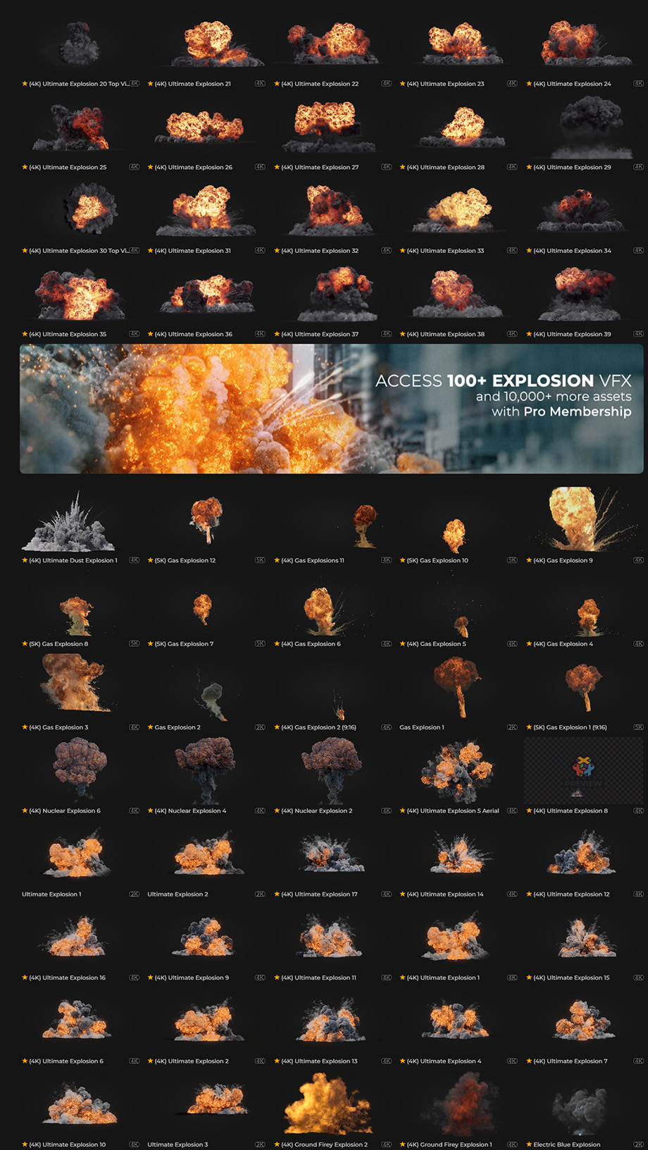 4K视频素材-189个火焰爆炸特效合成素材 有透明通道 Production Crate – Explosions精品推荐、视频素材