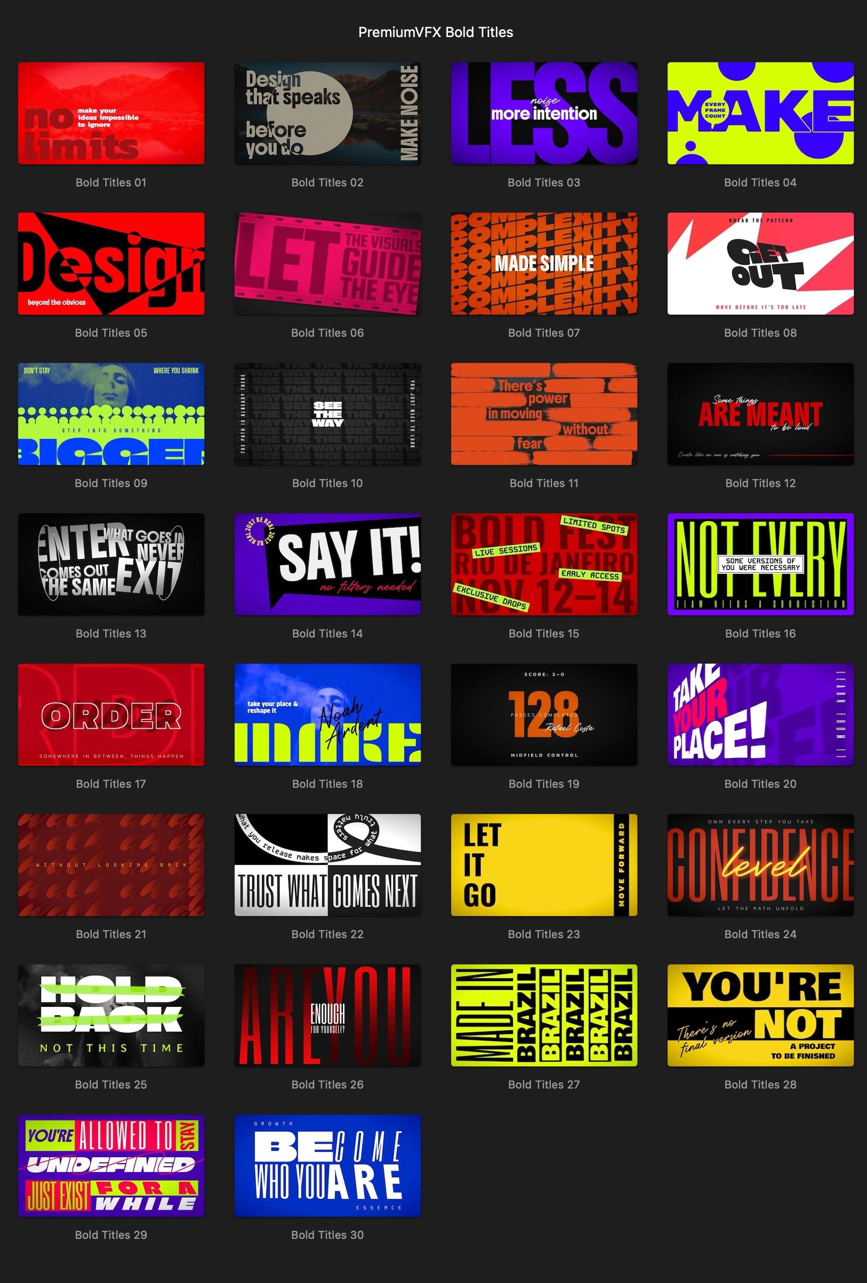 中文汉化-FCPX插件|30组动感宣传文字标题动画模板 Bold Titles