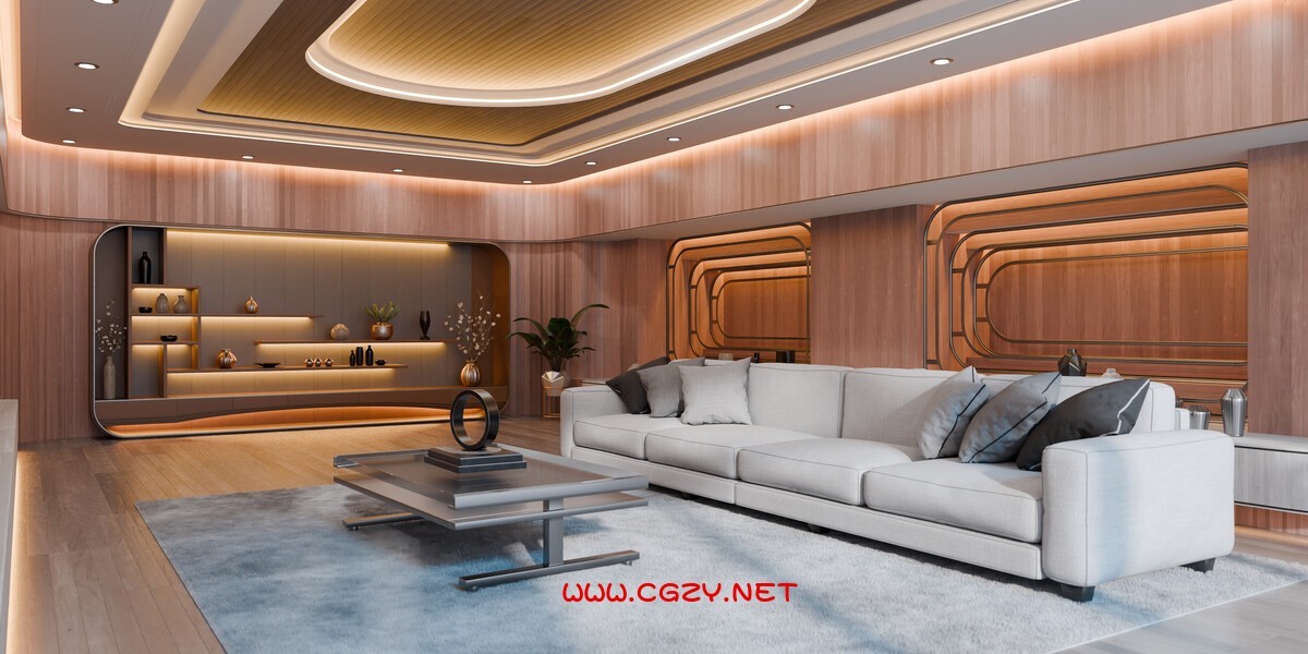 Blender现代弯曲木质客厅3D模型 Modern Curved Wooden Living Room 10001.jpg