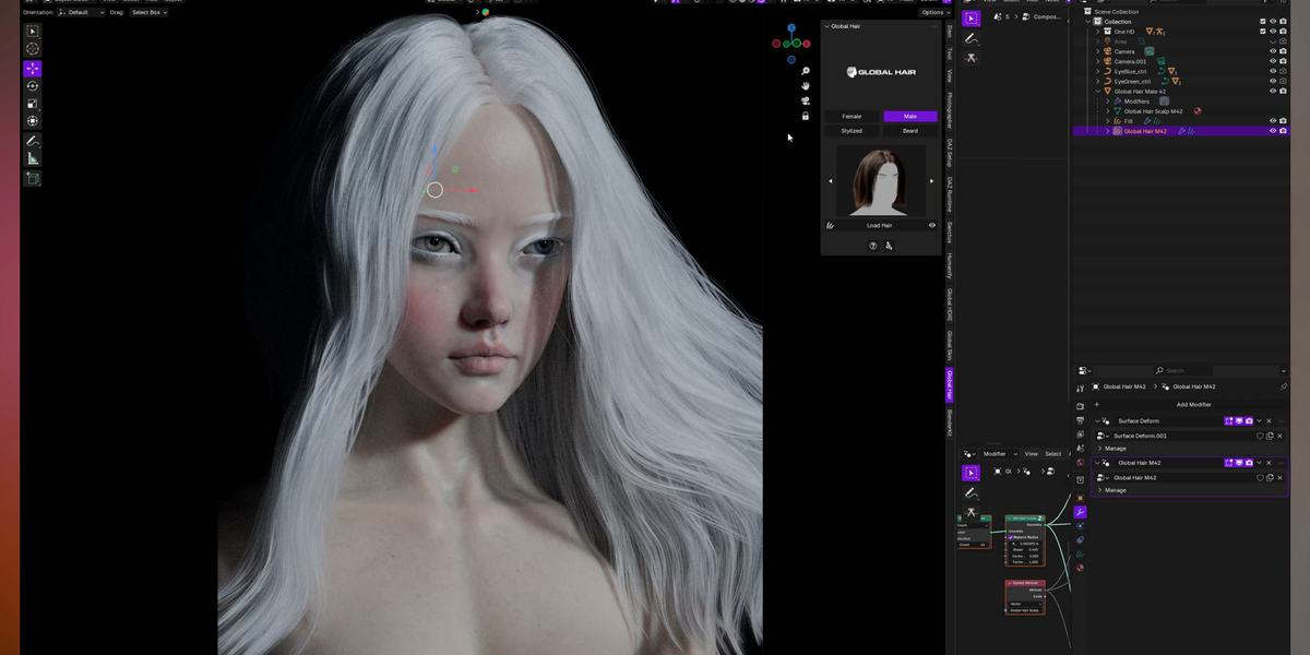 Blender角色发型头发资产插件 Globalhair V1.0.0 – For Any Character – Hair Library image_processing20251113-2-6lycai.jpg