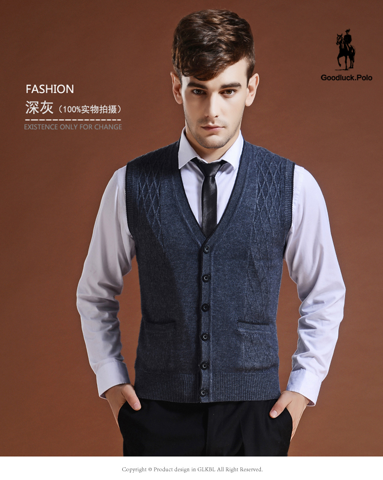 Paul cổ điển của nam giới thời trang jacquard len cardigan mùa xuân và mùa thu kinh doanh mới vest giản dị vest áo len