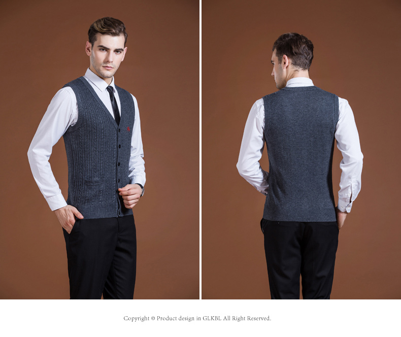 Paul cổ điển của nam giới thời trang đan cardigan mùa xuân và mùa thu kinh doanh mới giản dị len áo len vest vest