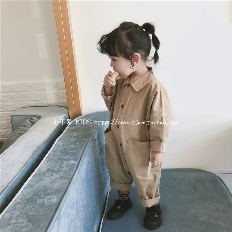 Little Apple 2019 Xuân Mới Trẻ em Hàn Quốc Mặc bé trai và bé gái Dễ thương Quần leo một mảnh - Quần quần xinh cho bé 