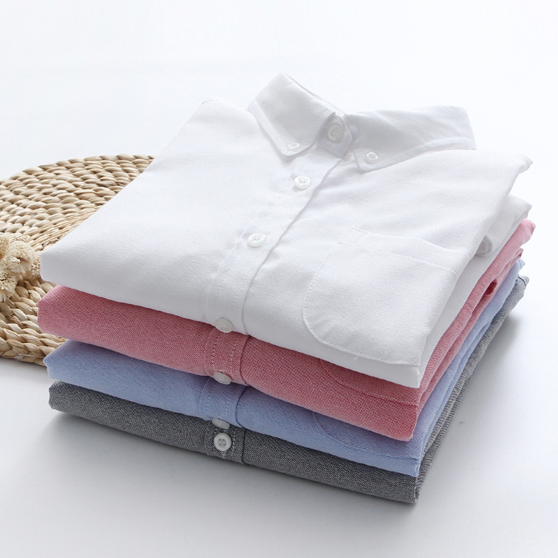 Women's Shirt, Solid Color Oxford Fabric Shirt, Pure Cotton Shirt, Long Sleeve, 2026 Spring and Autumn Korean Style Casual Base Shirt, Candy Color
