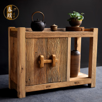 New Chinese tea cabinet Solid wood old elm dining side cabinet Living room tea table bucket cabinet Multi-function storage cabinet