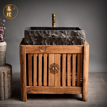 Stone trough wash basin Bed and breakfast Courtyard stone basin Folk old stone trough outdoor wash basin Outdoor stone basin cabinet combination