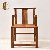 Solid wood stool Dining table stool Old elm wood stool household bench Pastoral log square stool Retro armrest backrest chair