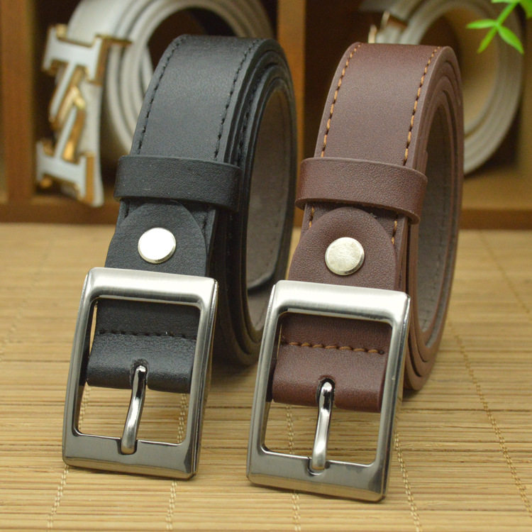 Boys black and white belt children handsome fashion trousers brown belt primary and secondary school students kindergarten show all-match