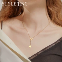 Модное ожерелье из нержавеющей стали, подвеска, цепочка до ключиц, стиль, золото 750 пробы