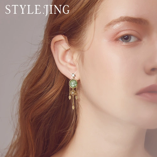 Модные искусственные серьги с цирконом, стиль, серебро 925 пробы, золото 14 карат