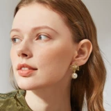 Модные серьги, искусственные клипсы из жемчуга, стиль, серебро 925 пробы, золото 14 карат