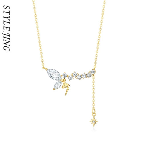 Ожерелье, небольшая дизайнерская цепочка до ключиц, стиль, серебро 925 пробы, тренд сезона, 2021 года