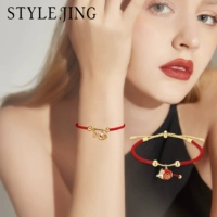 Модный плетеный браслет из красной нити, оберег на день рождения, ювелирное украшение, стиль, золото 14 карат