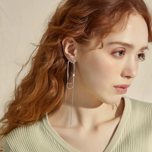 Серьги с кварцем, длинные клипсы, серебро 925 пробы, золото 14 карат, изысканный стиль